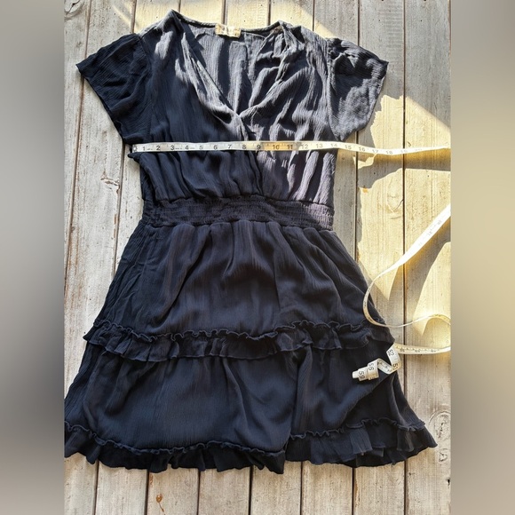 Altar’d State | navy | ruffle | lined | v neck | dress | L - Picture 4 of 9